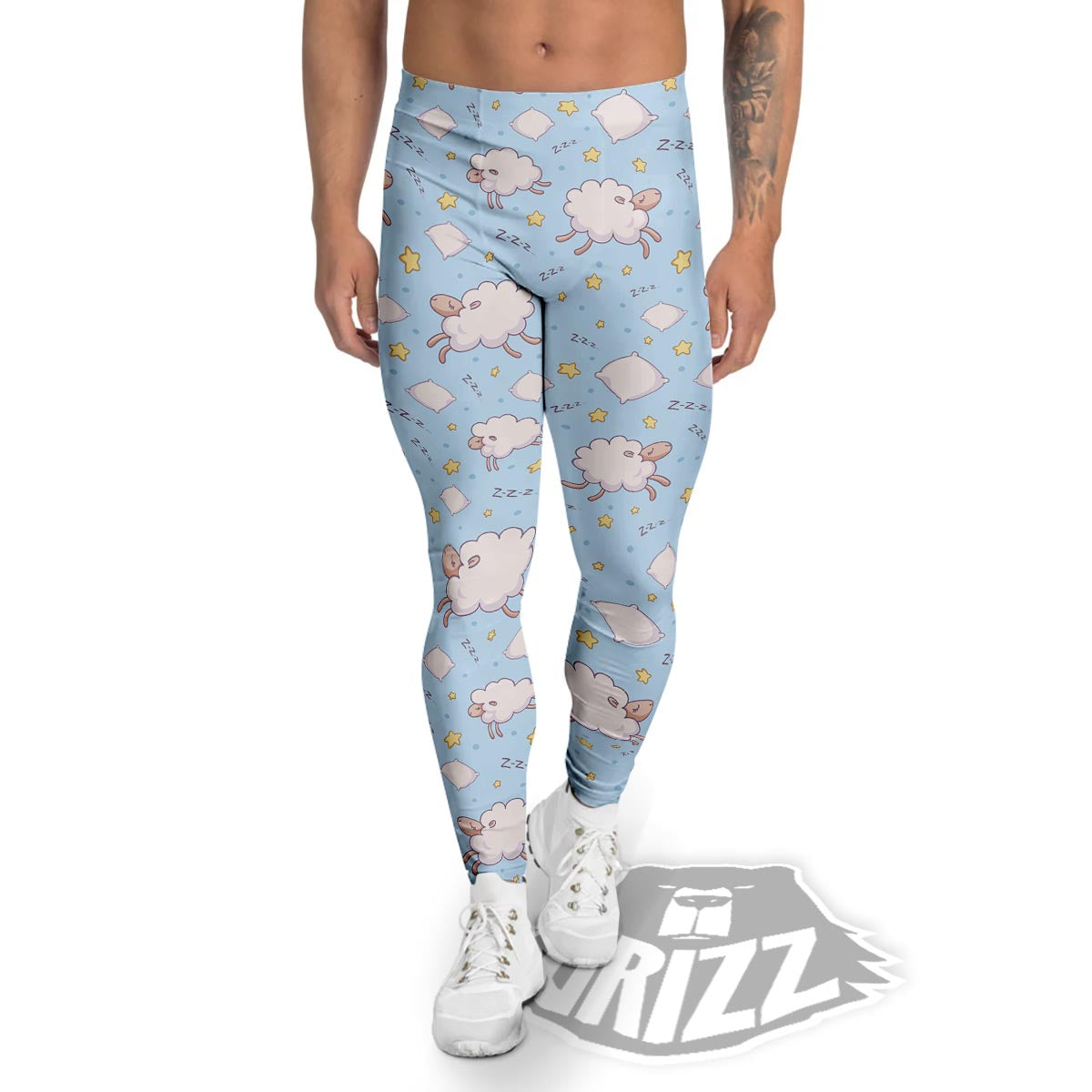 Sheep Sleeping Print Pattern Men's Leggings-grizzshop