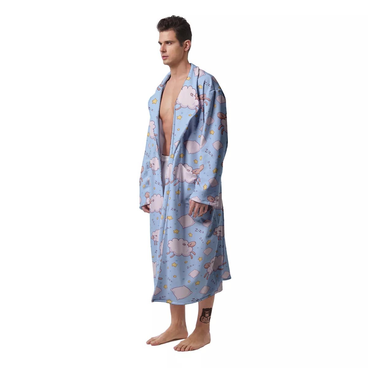 Sheep Sleeping Print Pattern Men's Robe-grizzshop
