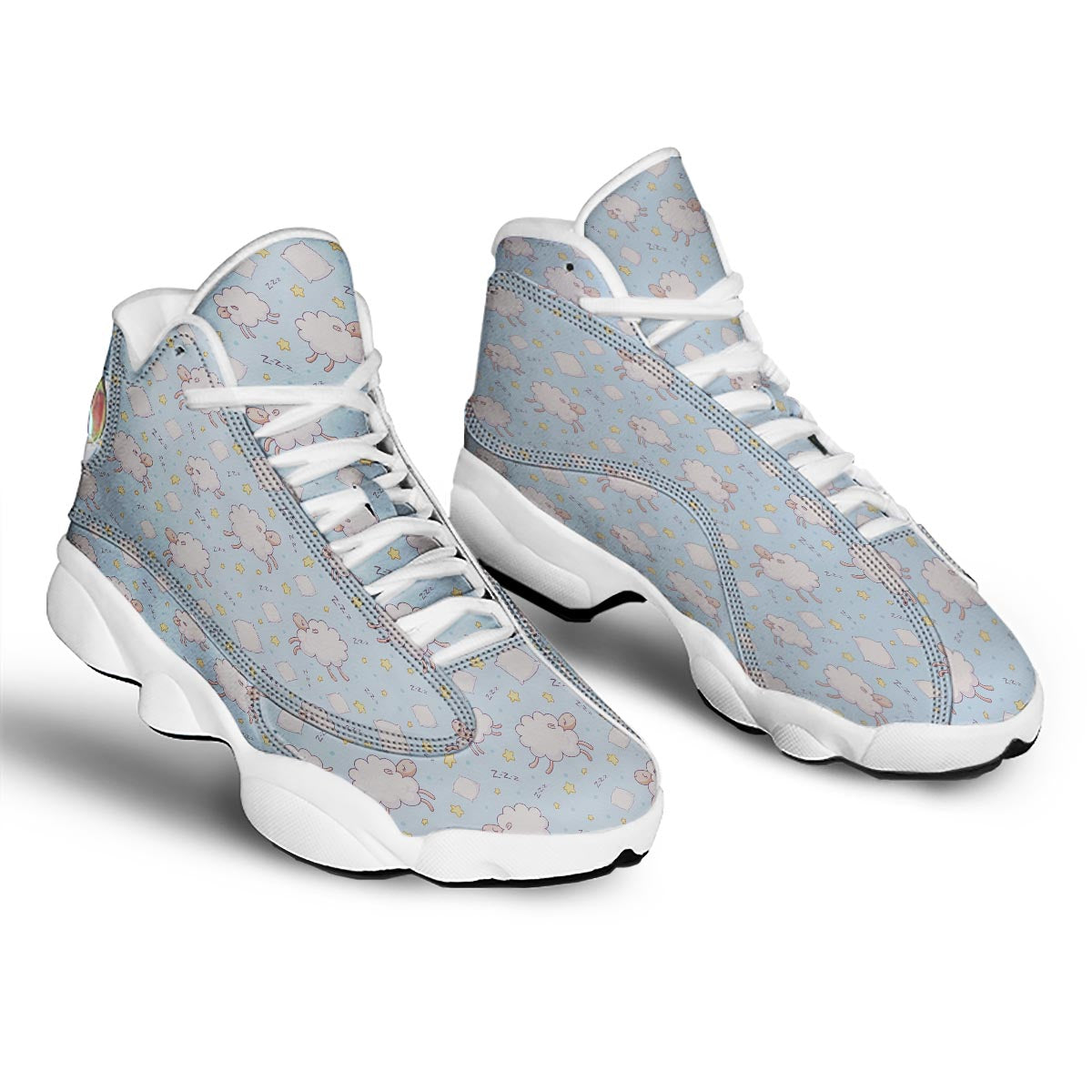 Sheep Sleeping Print Pattern White Basketball Shoes-grizzshop