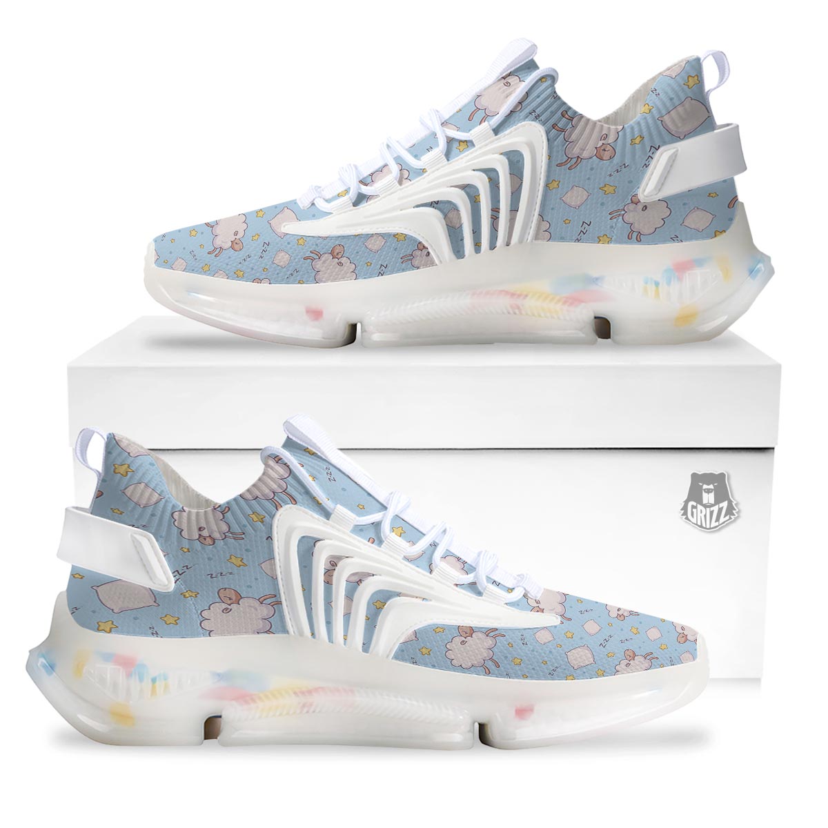 Sheep Sleeping Print Pattern White Gym Shoes-grizzshop