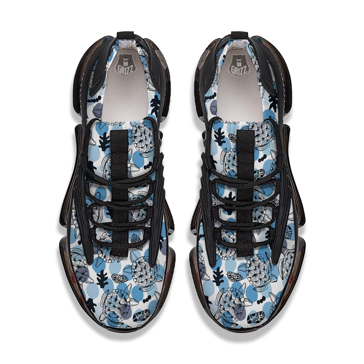 Shell Sea Turtle Print Pattern Black Gym Shoes-grizzshop