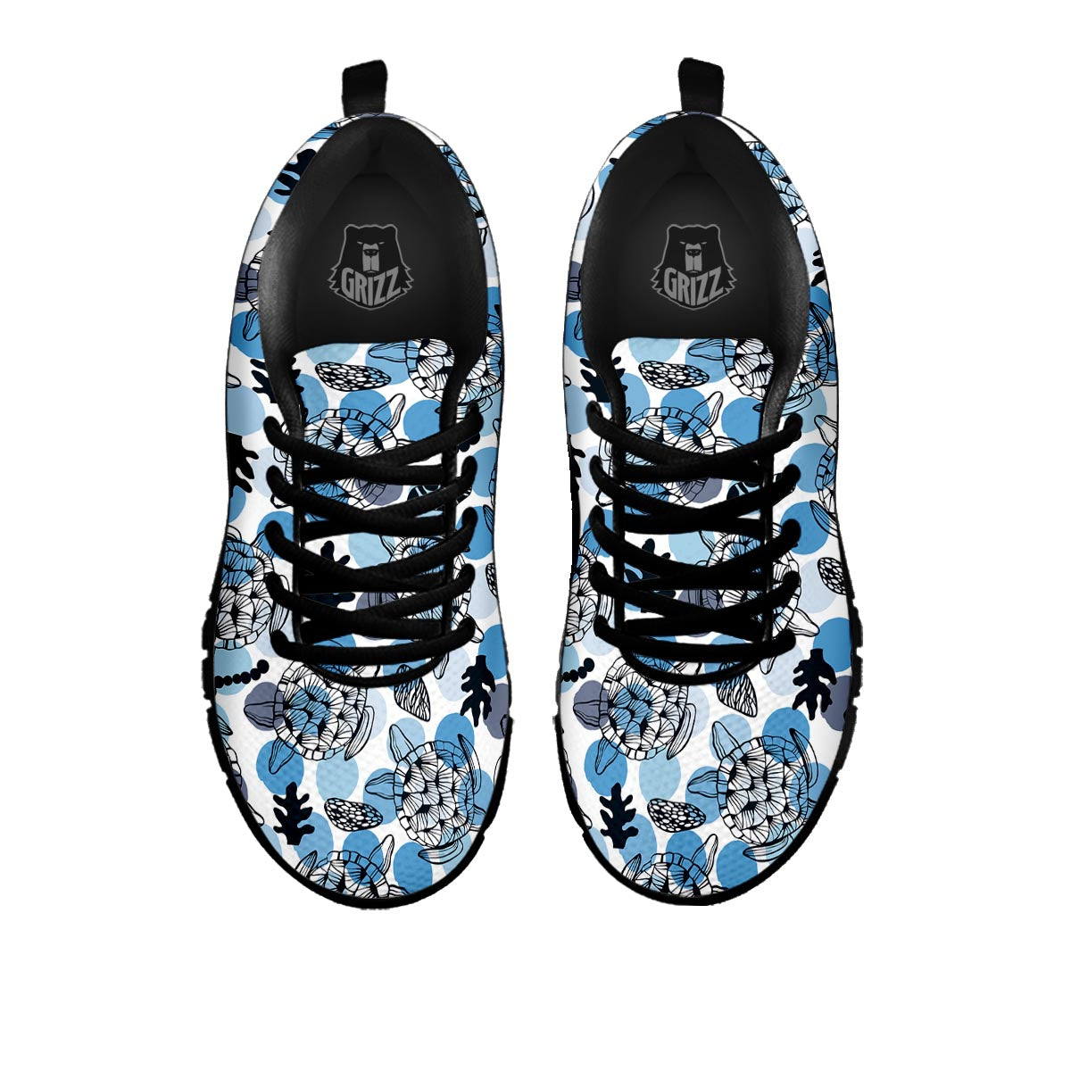 Shell Sea Turtle Print Pattern Black Sneaker-grizzshop