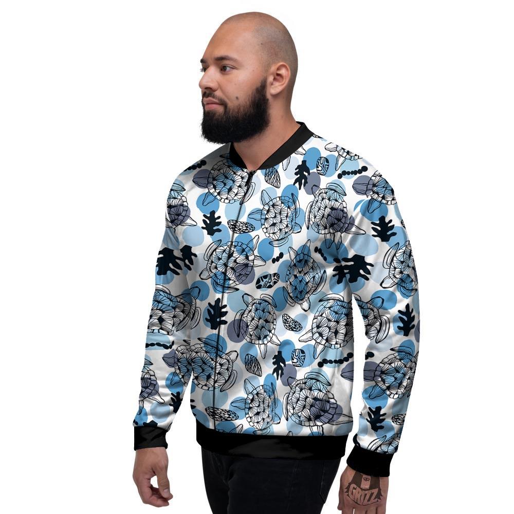 Shell Sea Turtle Print Pattern Men's Bomber Jacket-grizzshop