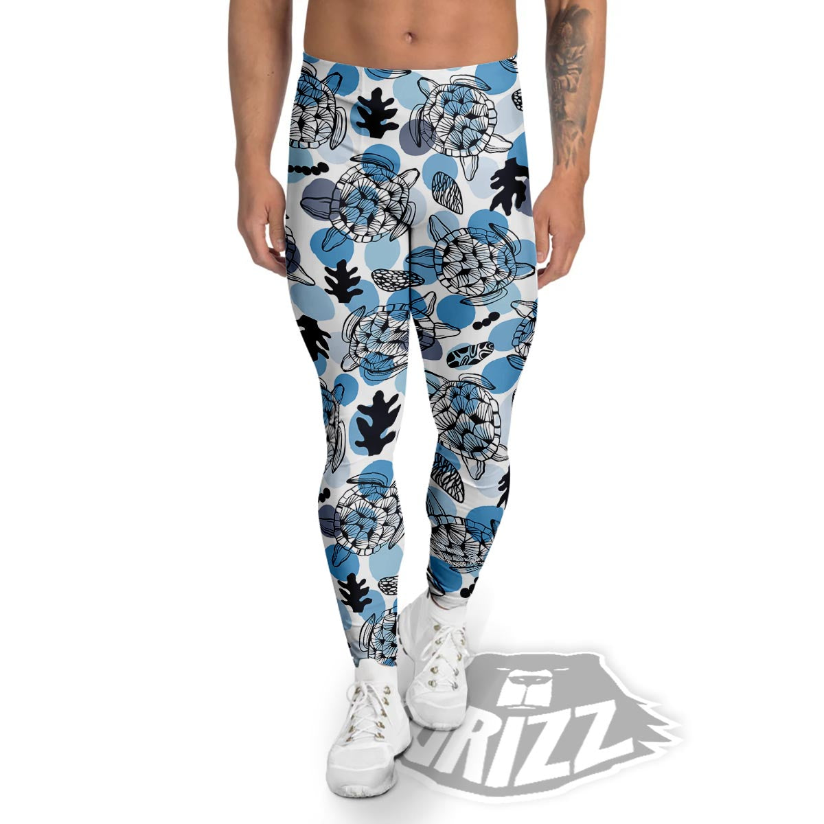 Shell Sea Turtle Print Pattern Men's Leggings-grizzshop