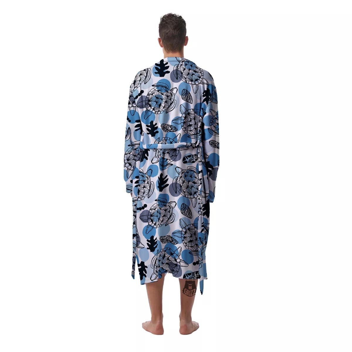 Shell Sea Turtle Print Pattern Men's Robe-grizzshop
