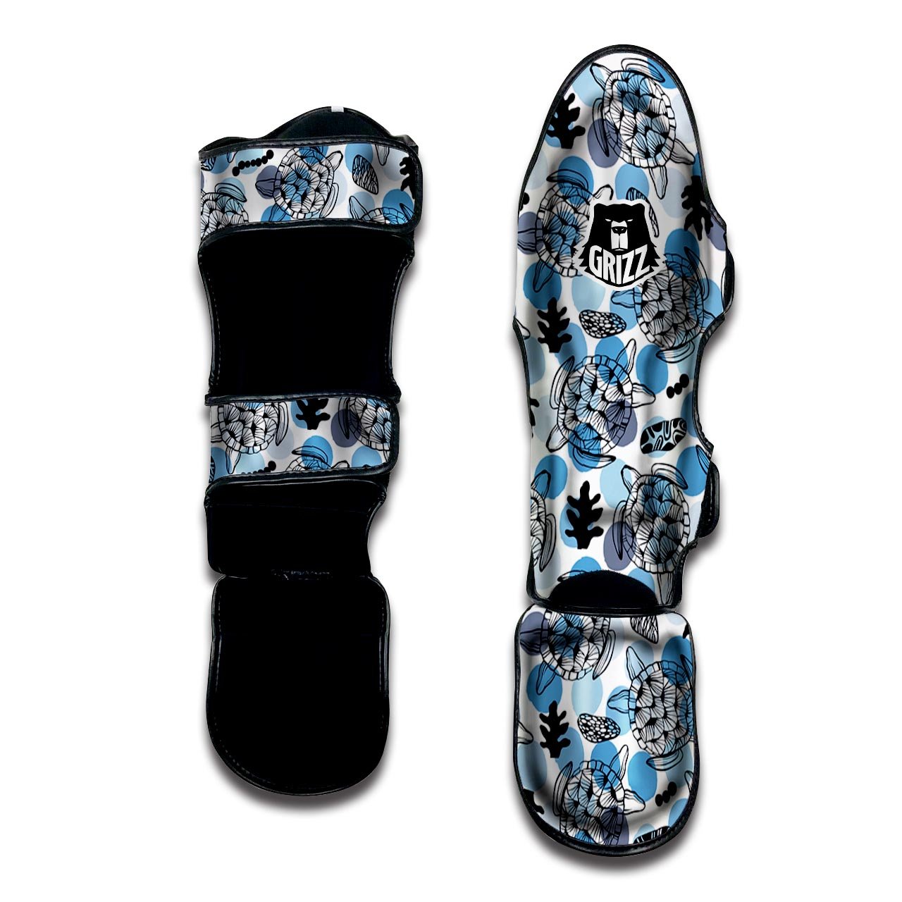 Shell Sea Turtle Print Pattern Muay Thai Shin Guards-grizzshop