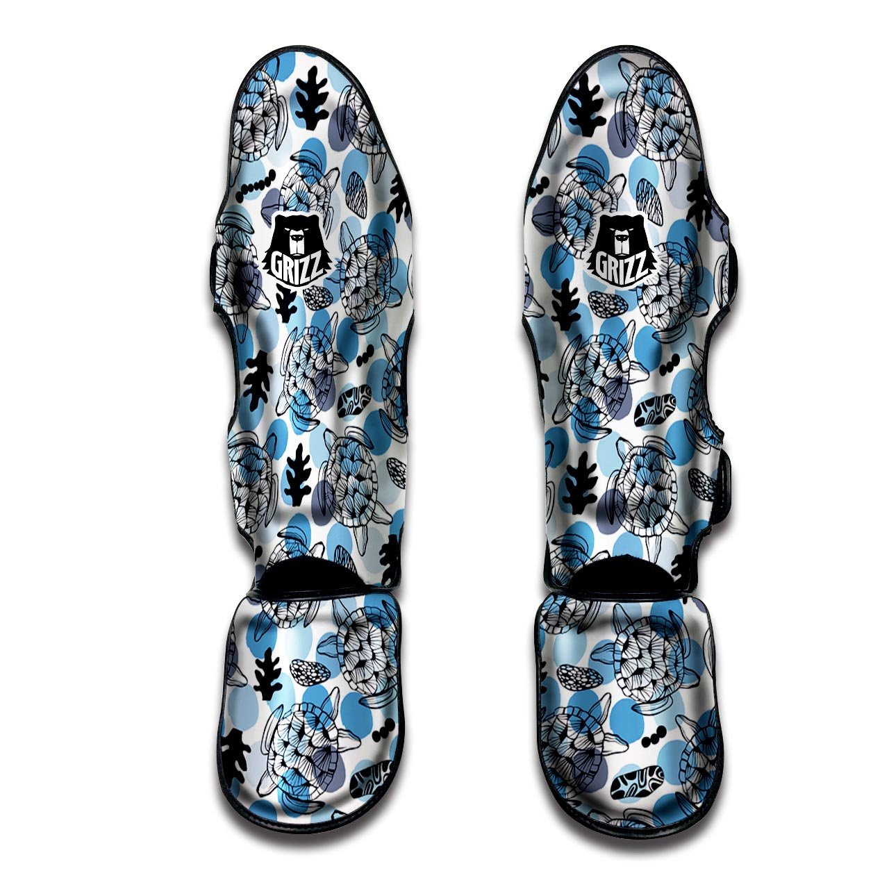 Shell Sea Turtle Print Pattern Muay Thai Shin Guards-grizzshop