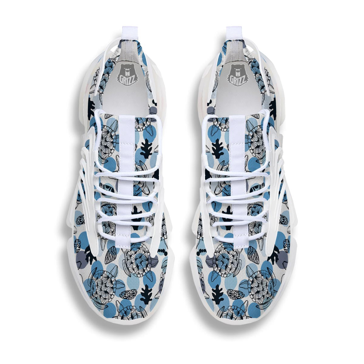 Shell Sea Turtle Print Pattern White Gym Shoes-grizzshop