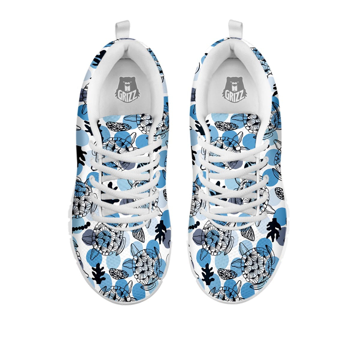 Shell Sea Turtle Print Pattern White Sneaker-grizzshop