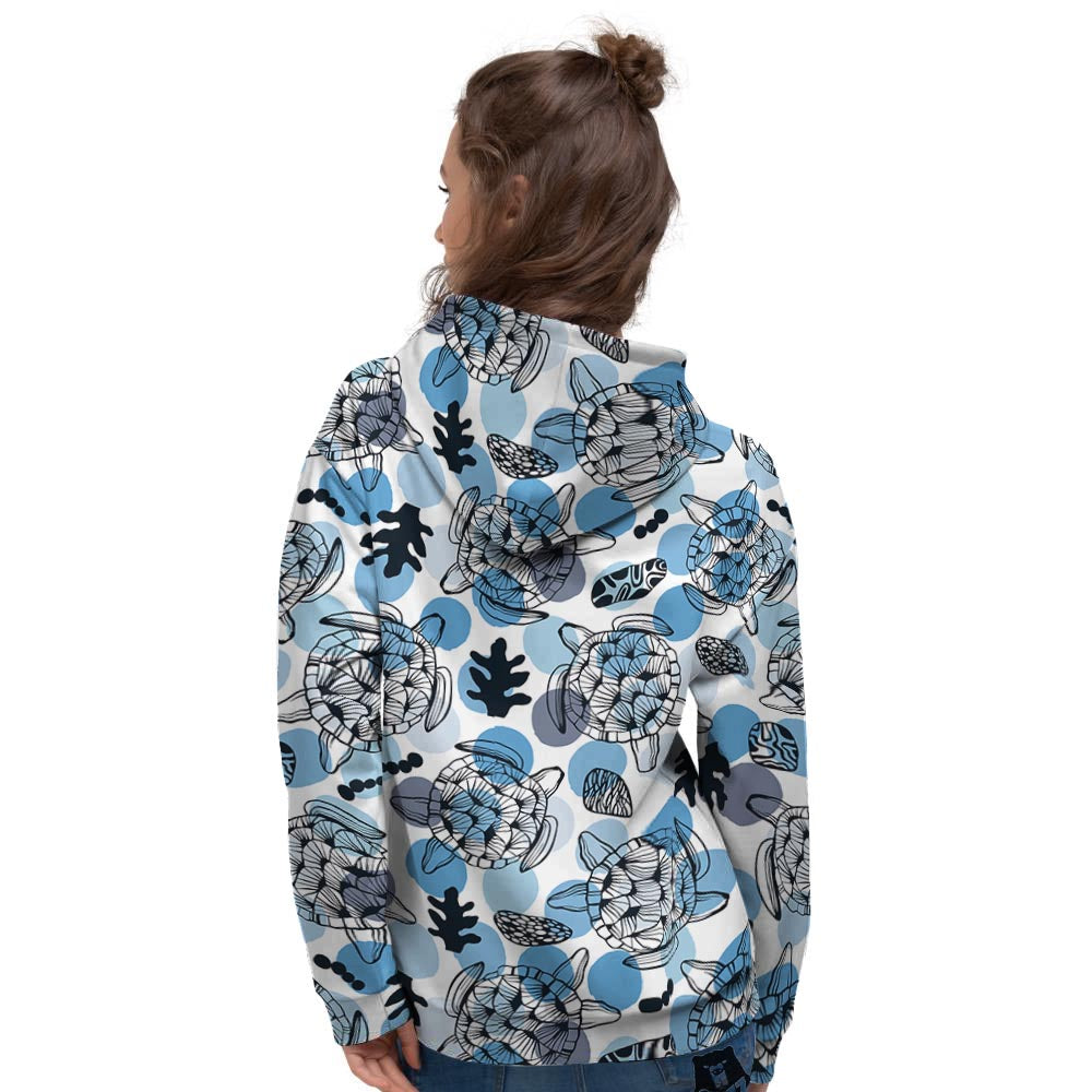 Shell Sea Turtle Print Pattern Women's Hoodie-grizzshop