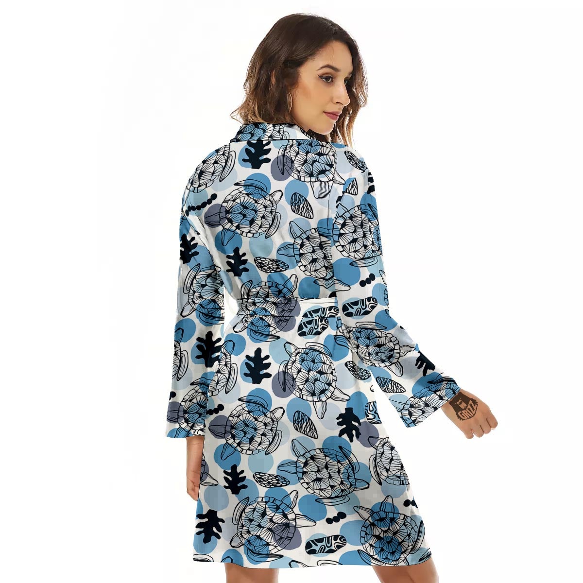 Shell Sea Turtle Print Pattern Women's Robe-grizzshop