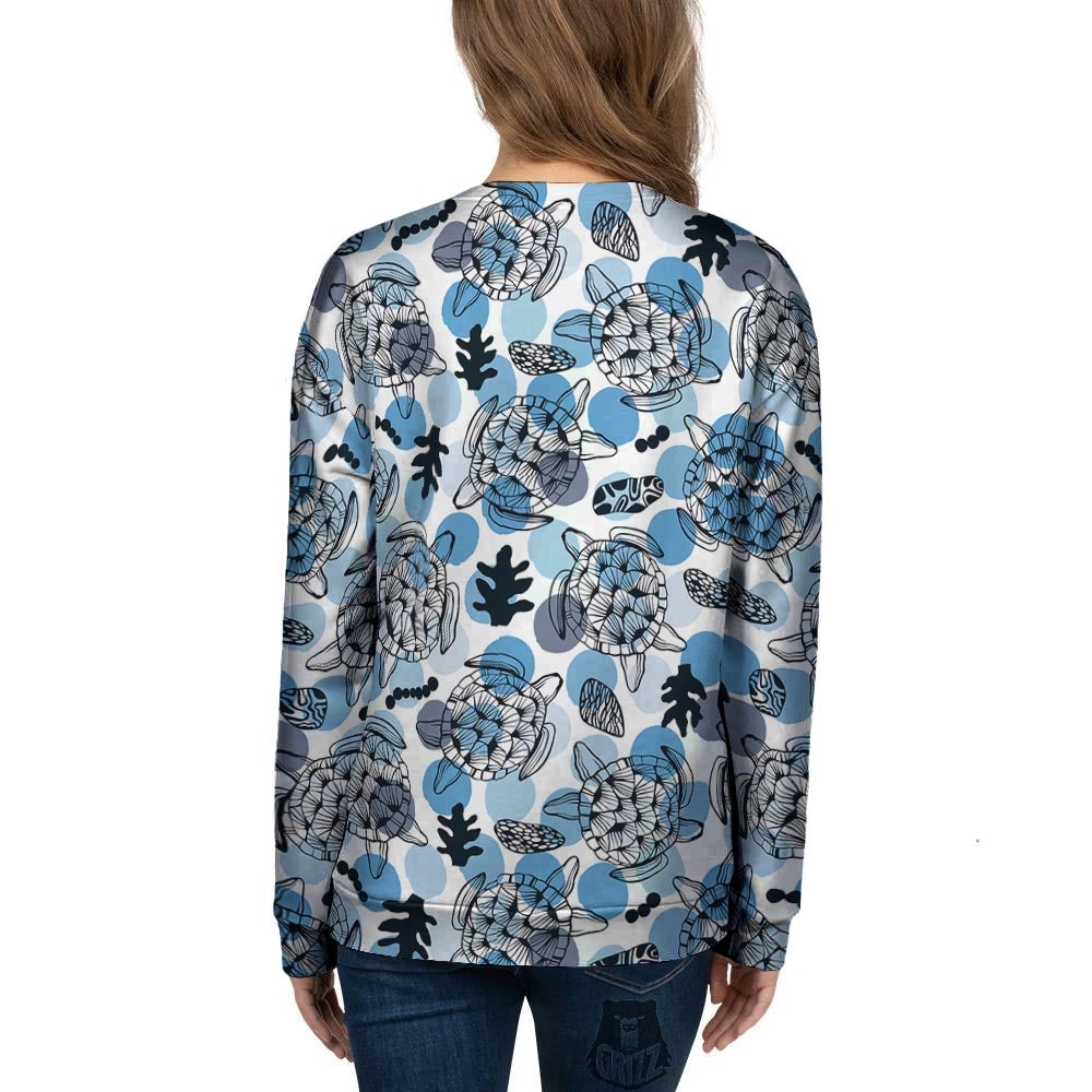 Shell Sea Turtle Print Pattern Women's Sweatshirt-grizzshop