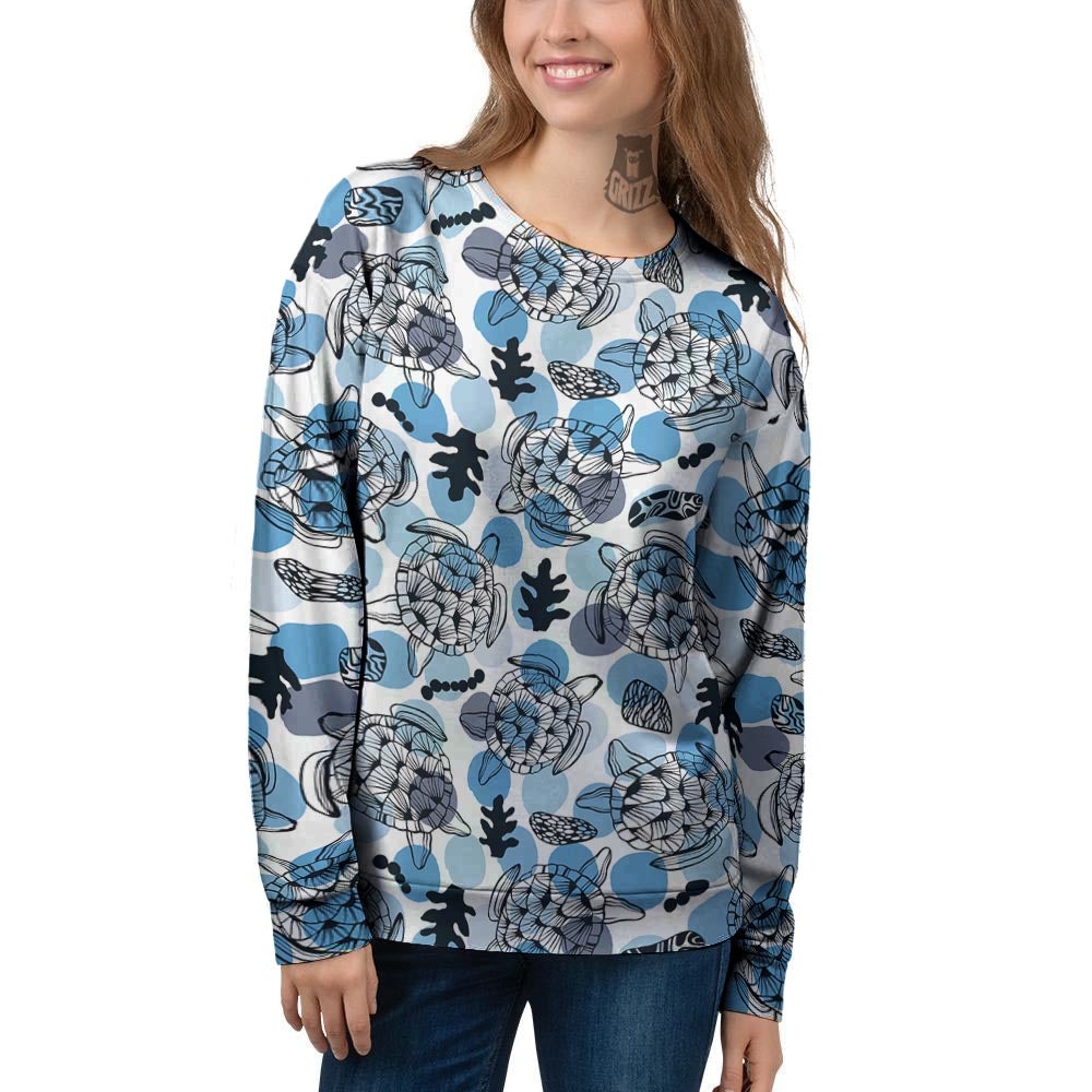 Shell Sea Turtle Print Pattern Women's Sweatshirt-grizzshop