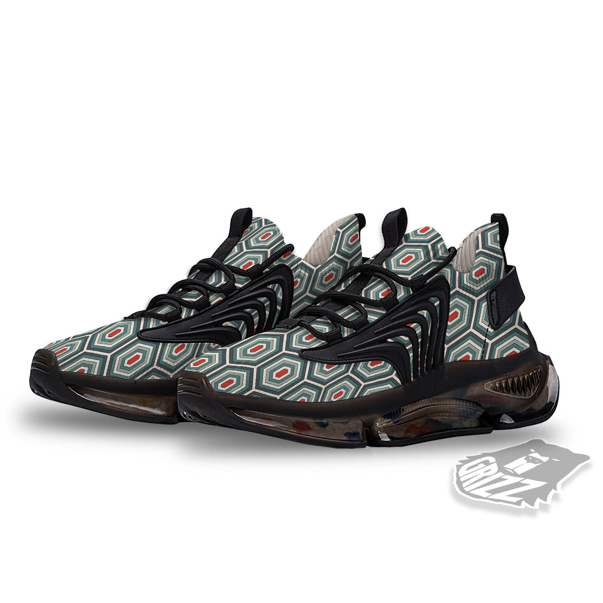 Shell Turtle Print Pattern Black Gym Shoes-grizzshop