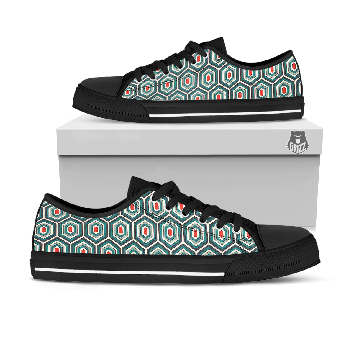 Shell Turtle Print Pattern Black Low Top Shoes-grizzshop