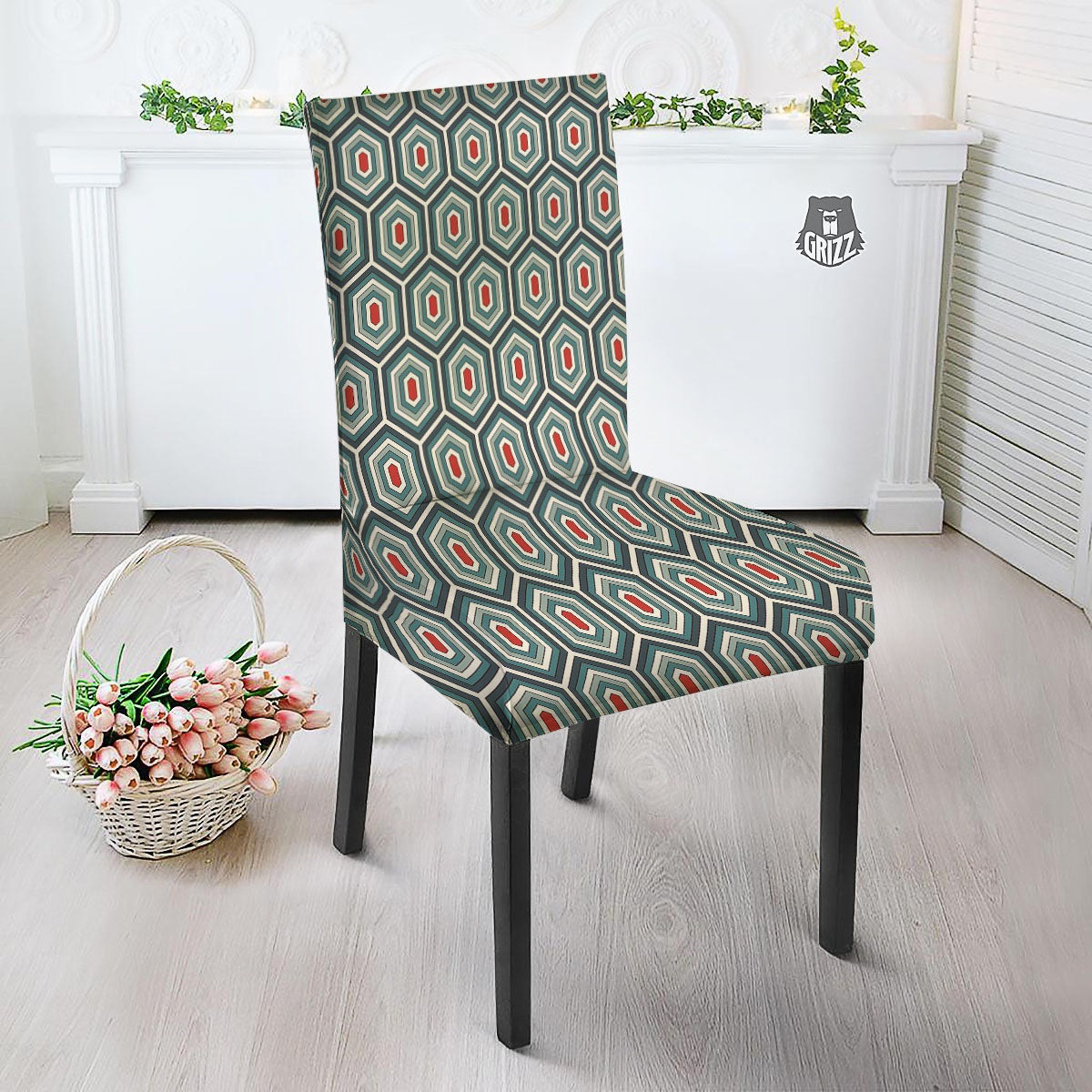Shell Turtle Print Pattern Dining Chair Slipcover-grizzshop