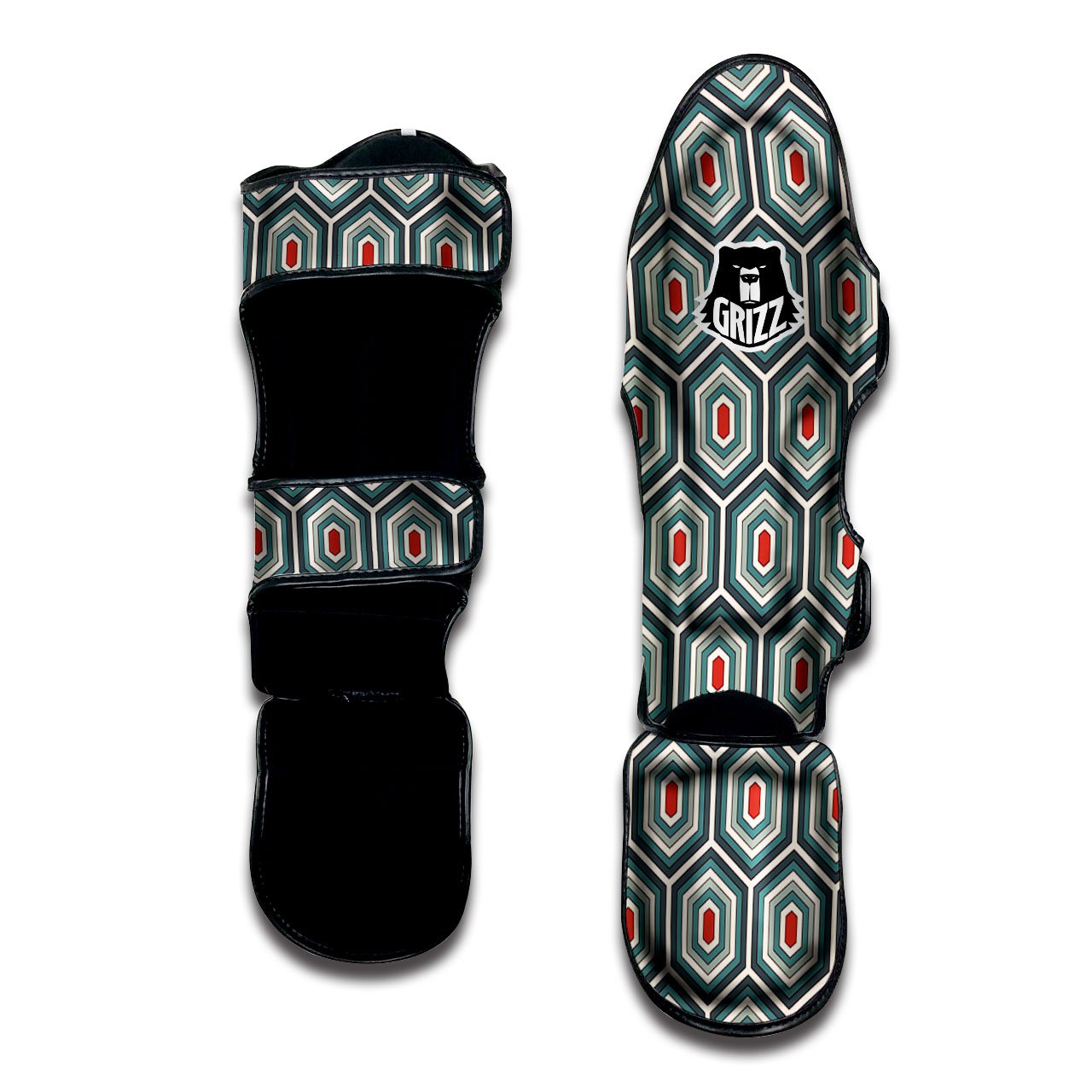 Shell Turtle Print Pattern Muay Thai Shin Guards-grizzshop