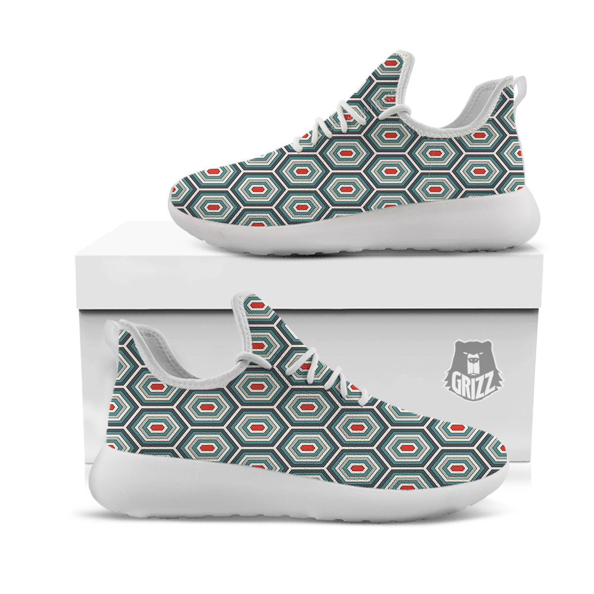 Shell Turtle Print Pattern White Athletic Shoes-grizzshop