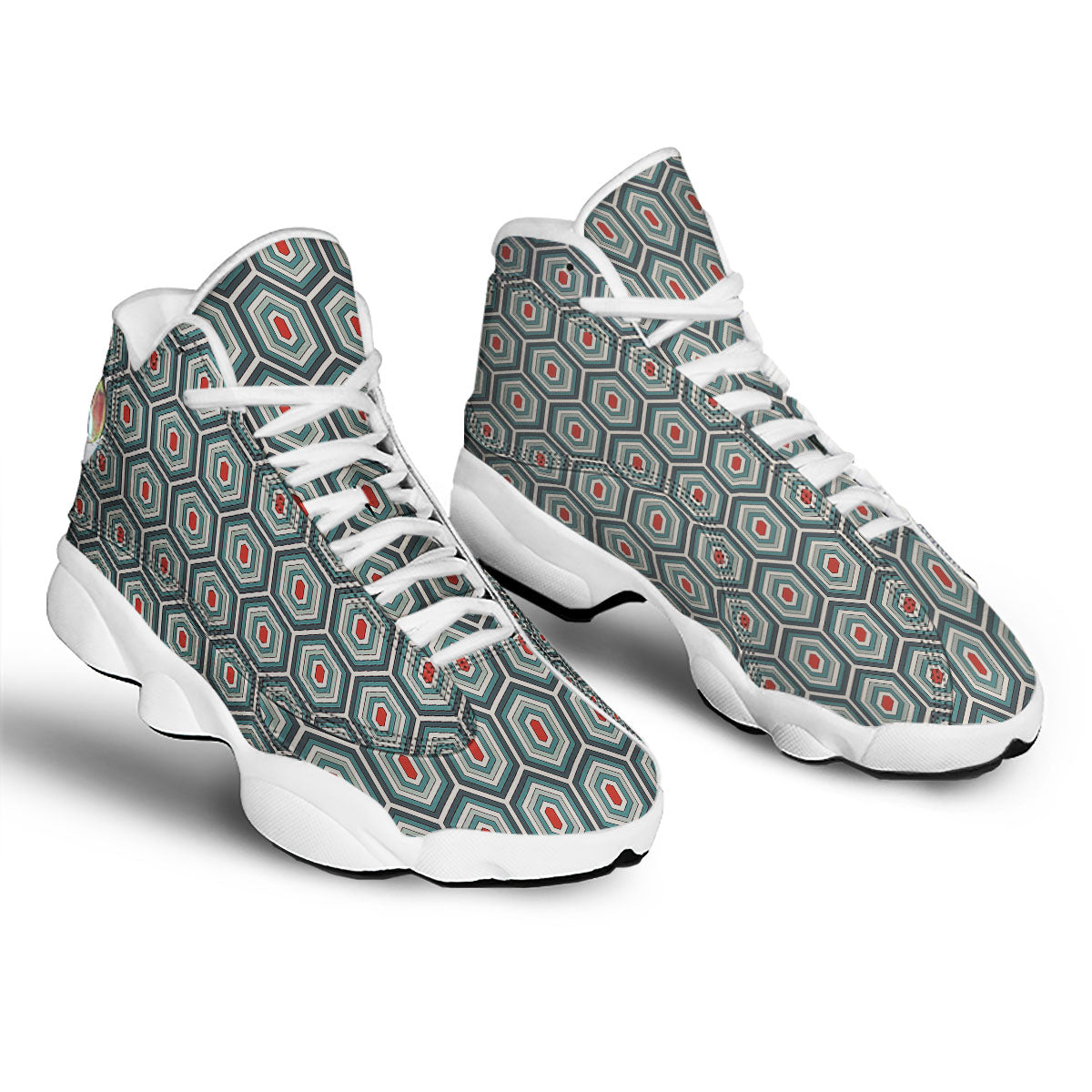 Shell Turtle Print Pattern White Basketball Shoes-grizzshop