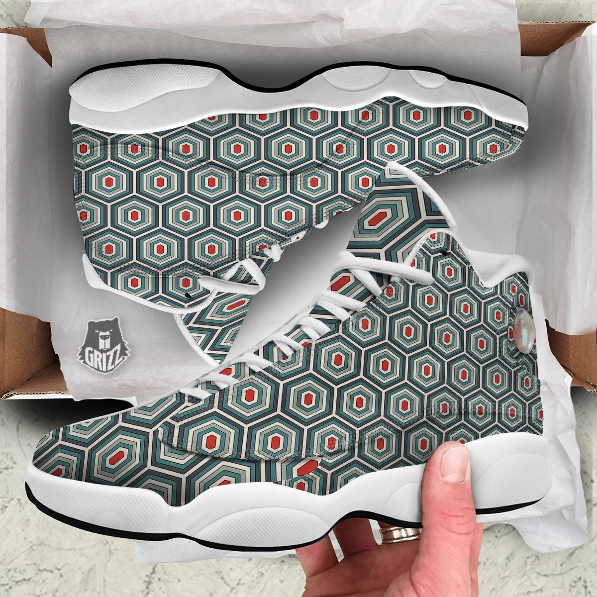 Shell Turtle Print Pattern White Basketball Shoes-grizzshop