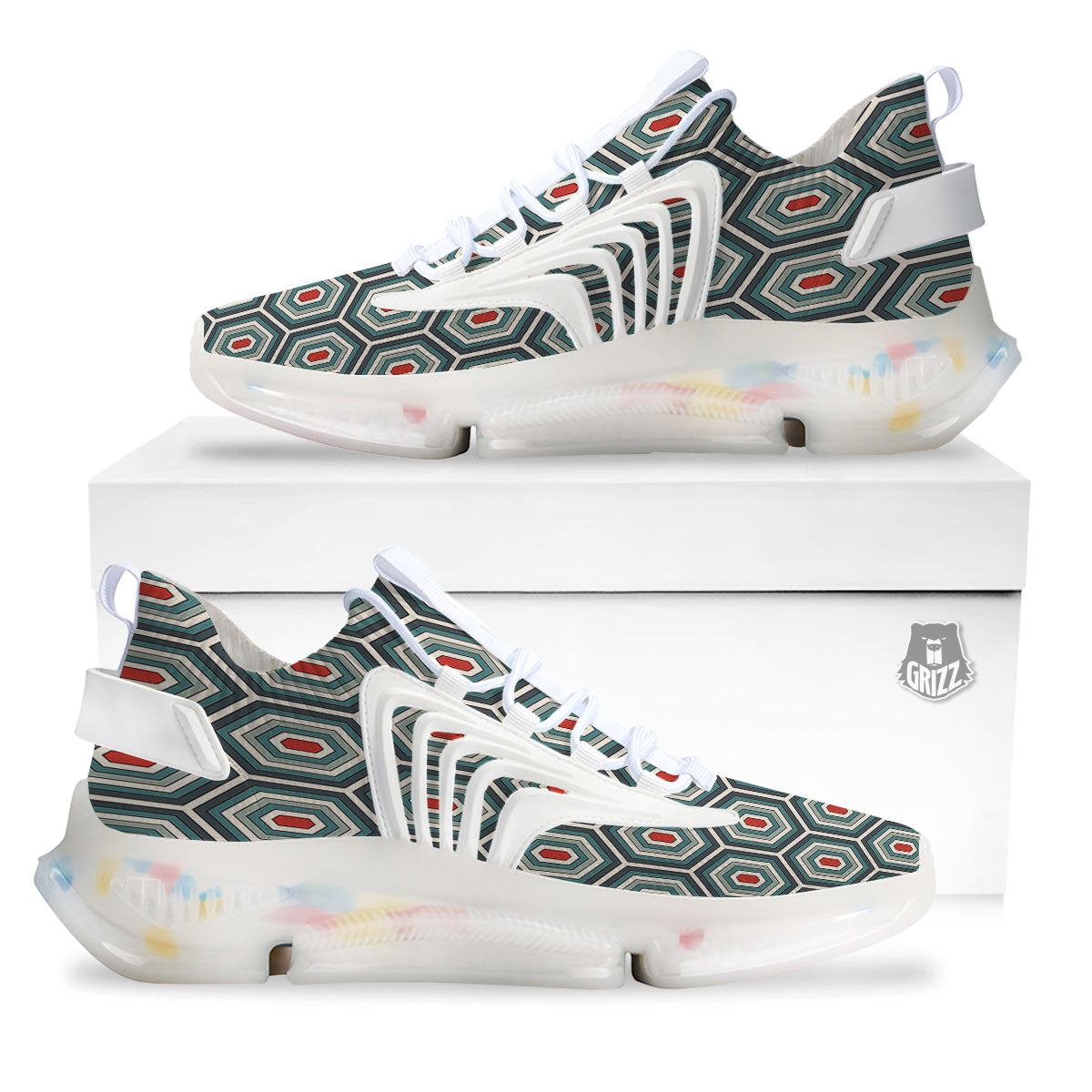 Shell Turtle Print Pattern White Gym Shoes-grizzshop