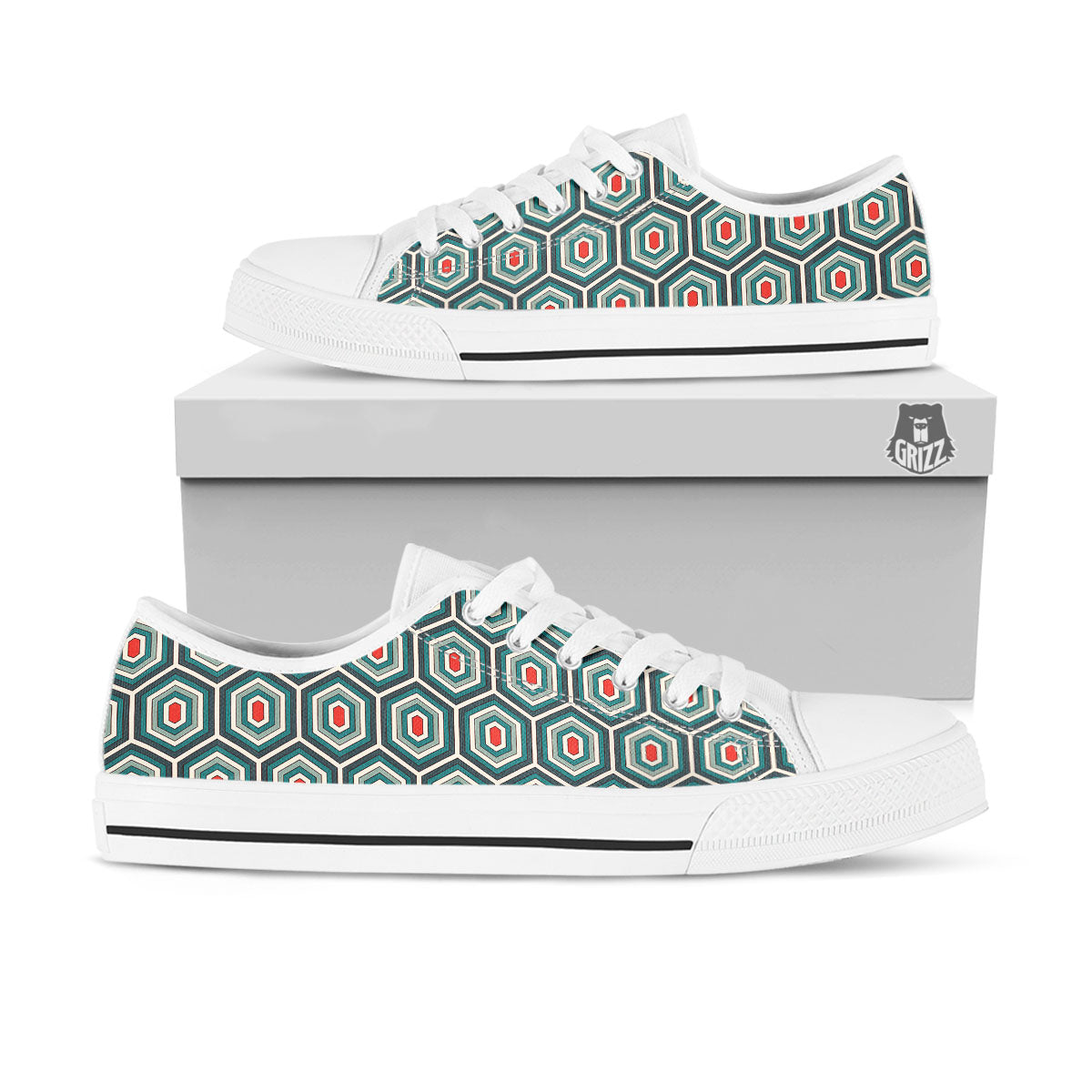 Shell Turtle Print Pattern White Low Top Shoes-grizzshop