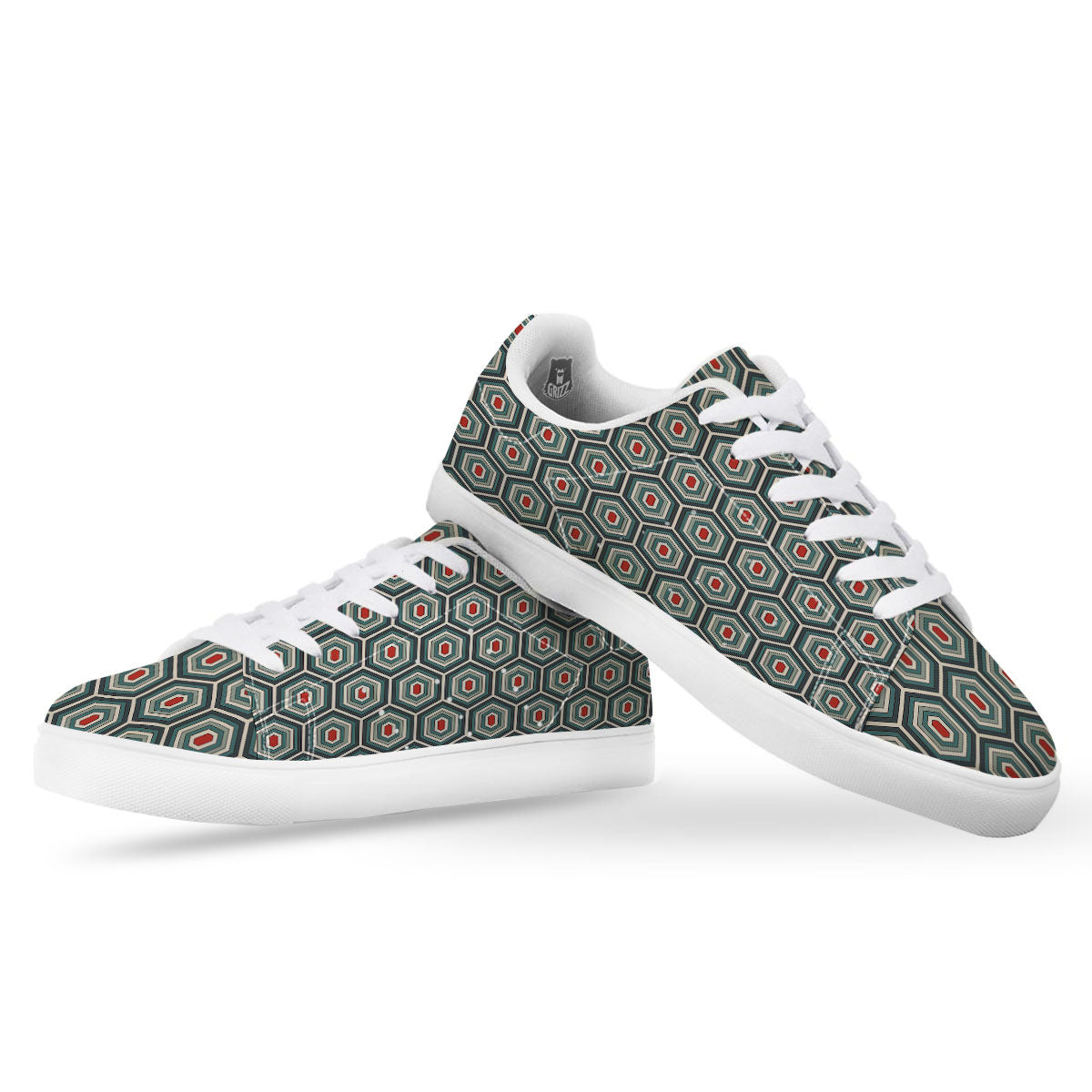 Shell Turtle Print Pattern White Low Top Sneakers-grizzshop