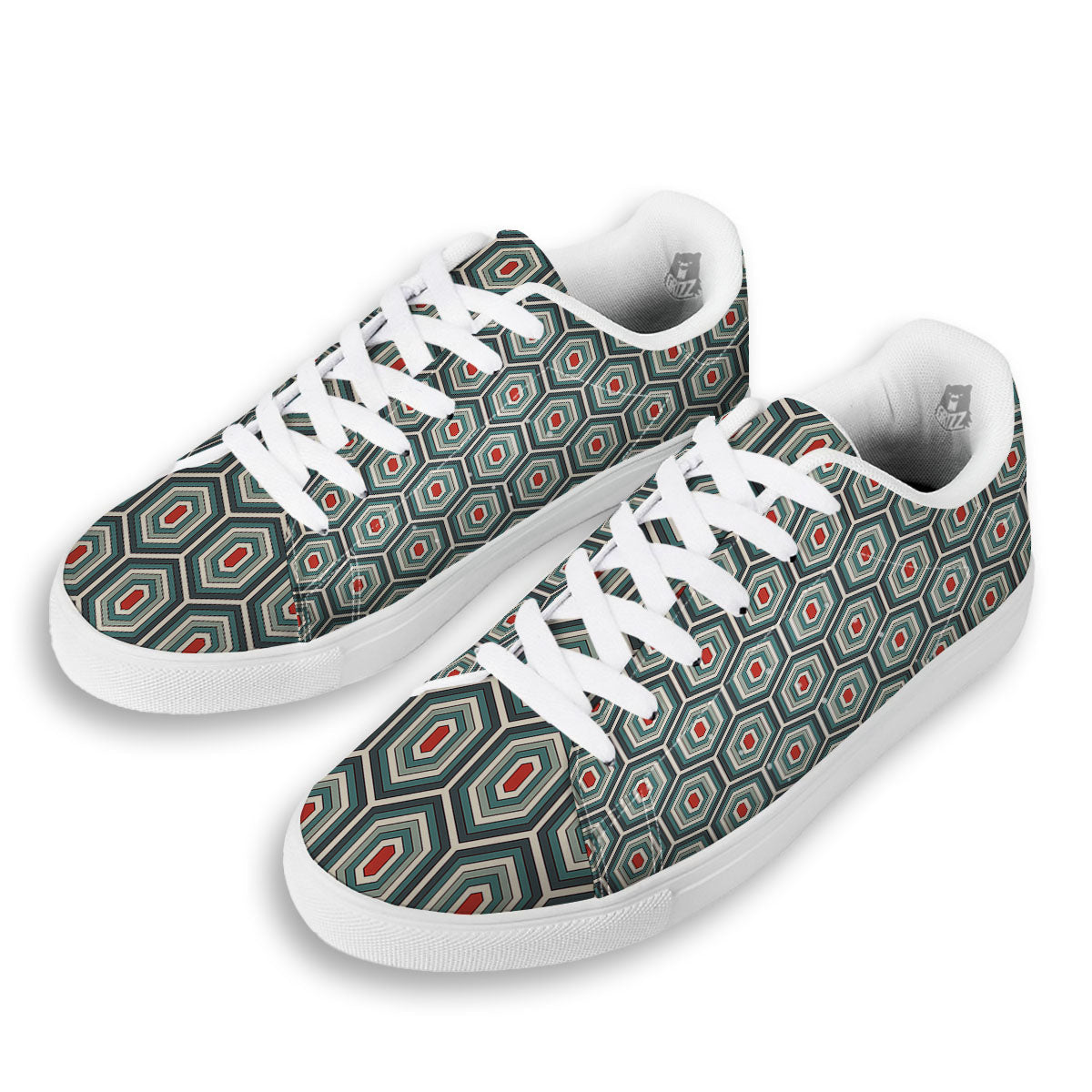 Shell Turtle Print Pattern White Low Top Sneakers-grizzshop