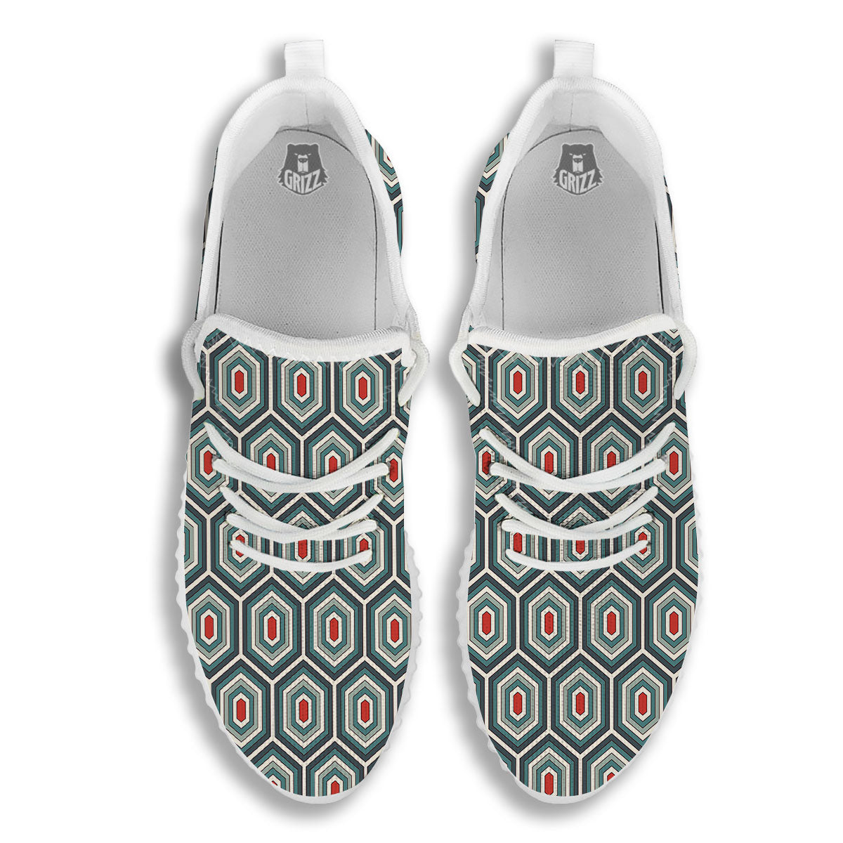 Shell Turtle Print Pattern White Walking Shoes-grizzshop
