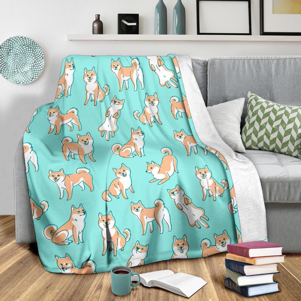 Shiba Inu Dog Pattern Print Blanket-grizzshop