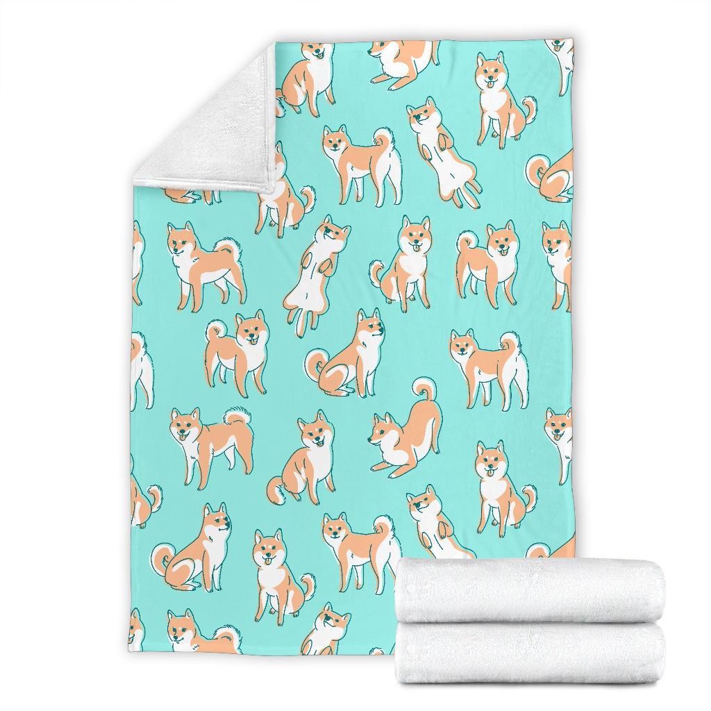 Shiba Inu Dog Pattern Print Blanket-grizzshop