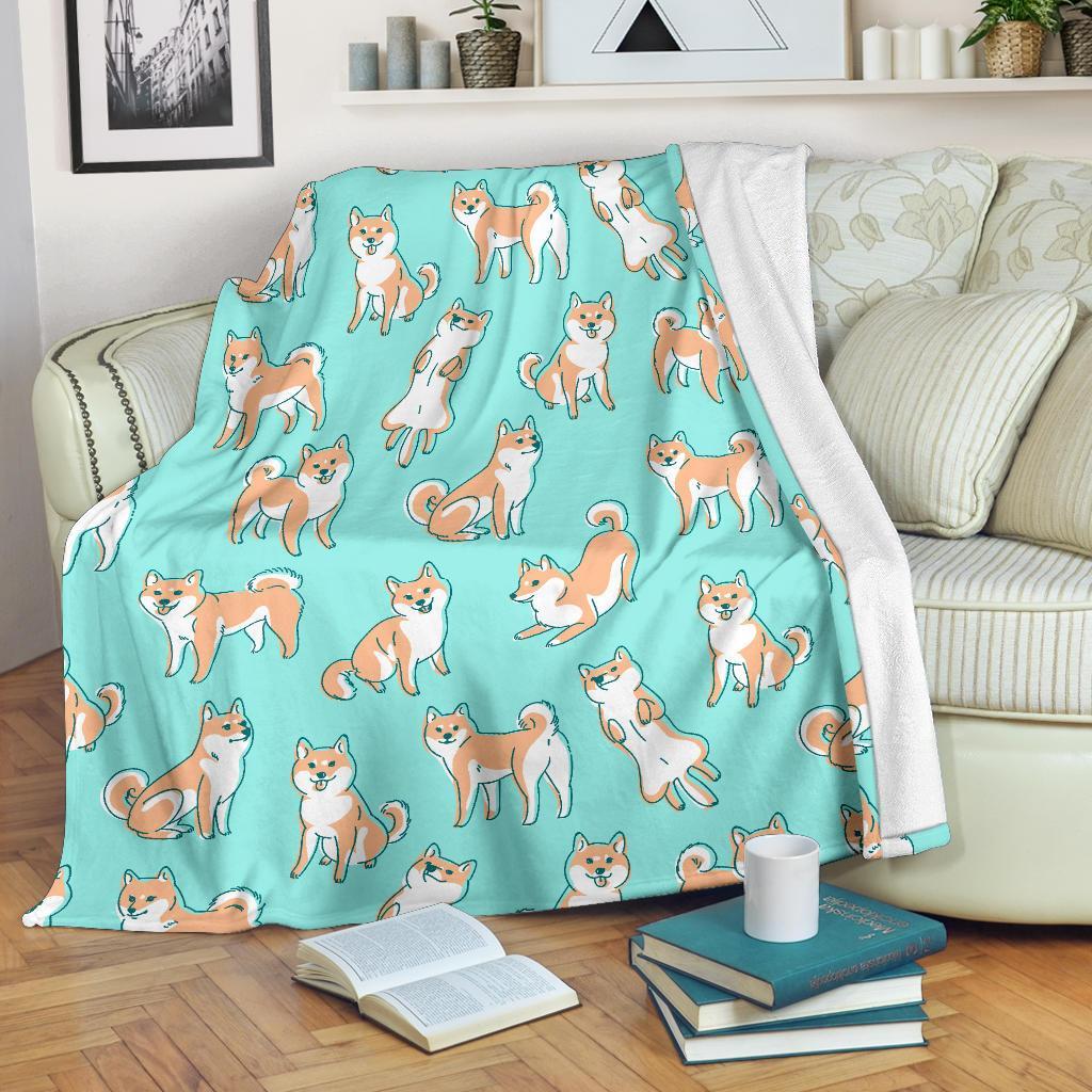 Shiba Inu Dog Pattern Print Blanket-grizzshop