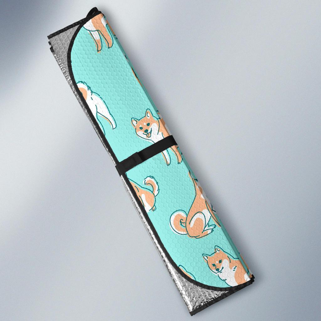 Shiba Inu Dog Pattern Print Car Sun Shade-grizzshop