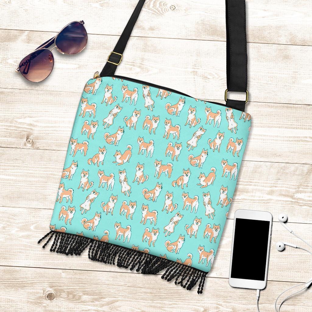 Shiba Inu Dog Pattern Print Crossbody Bags-grizzshop