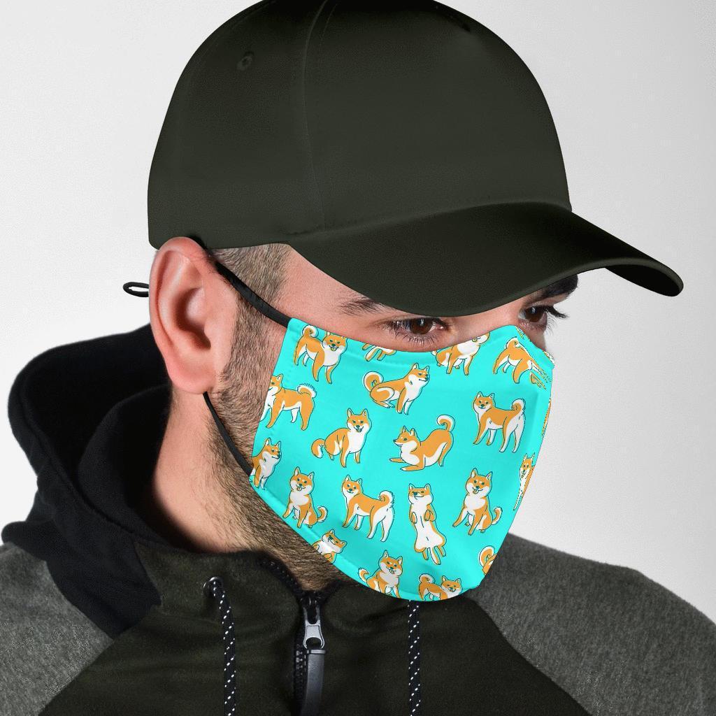 Shiba Inu Dog Pattern Print Face Mask-grizzshop