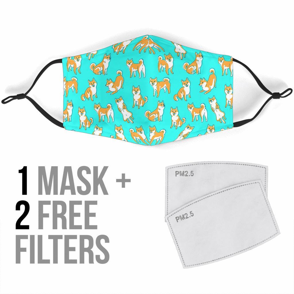 Shiba Inu Dog Pattern Print Face Mask-grizzshop