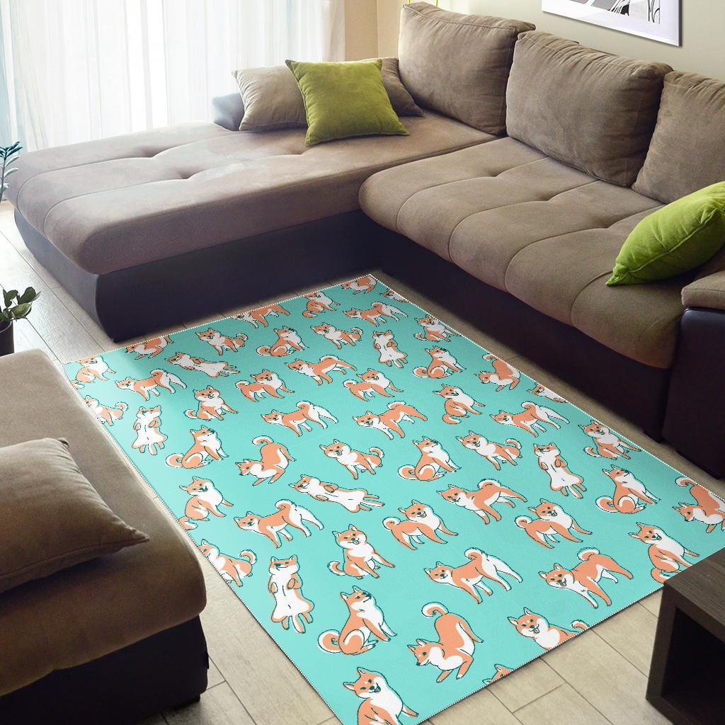 Shiba Inu Dog Pattern Print Floor Mat-grizzshop