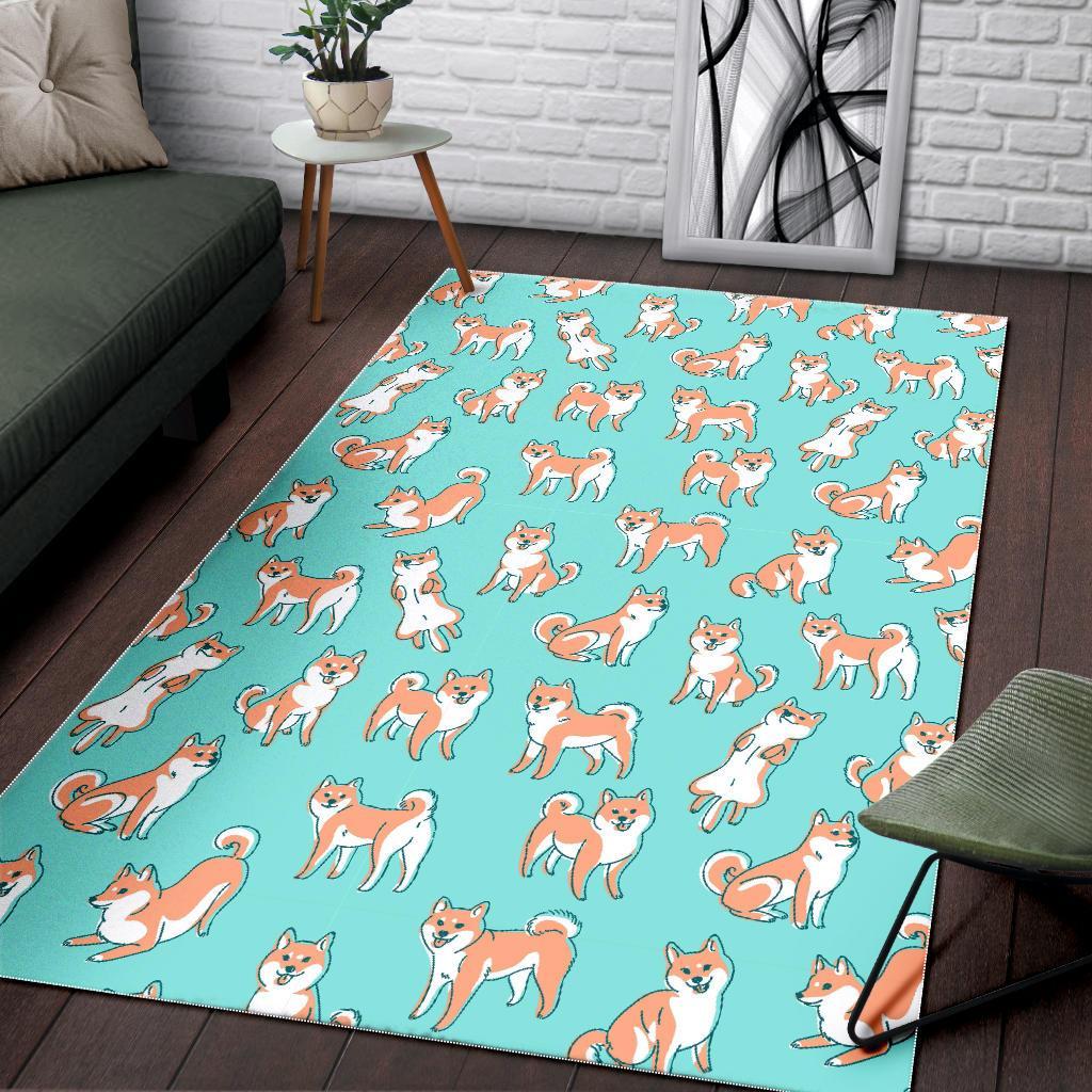 Shiba Inu Dog Pattern Print Floor Mat-grizzshop