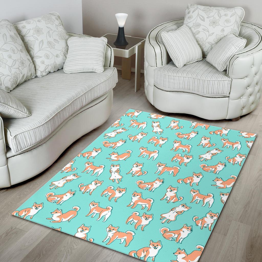 Shiba Inu Dog Pattern Print Floor Mat-grizzshop