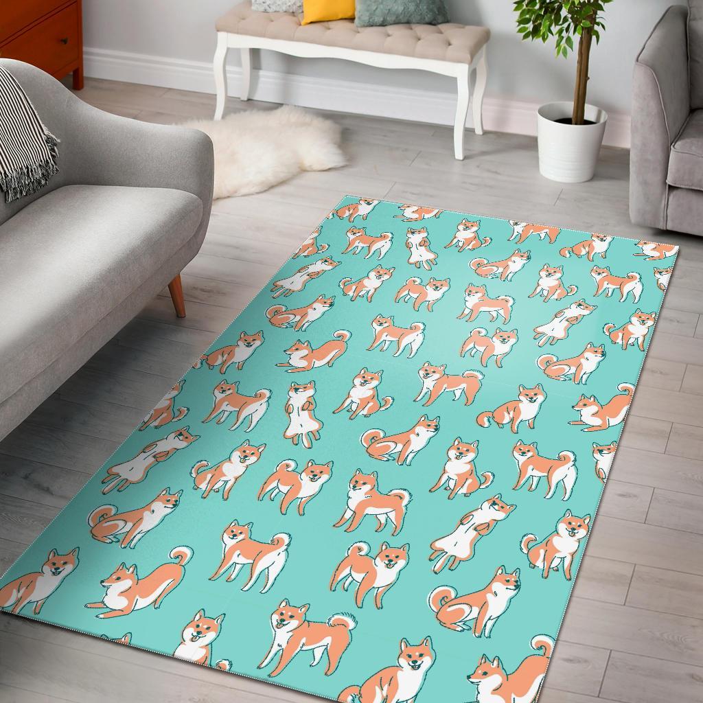 Shiba Inu Dog Pattern Print Floor Mat-grizzshop