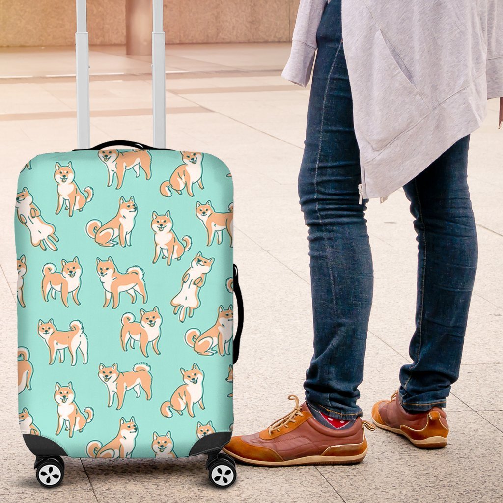 Shiba Inu Dog Pattern Print Luggage Cover Protector-grizzshop