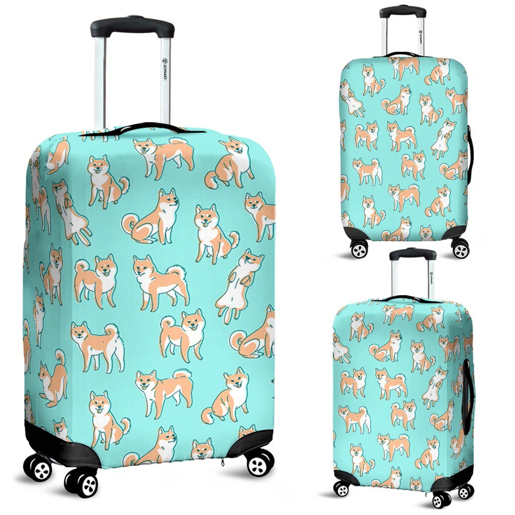 Shiba Inu Dog Pattern Print Luggage Cover Protector-grizzshop