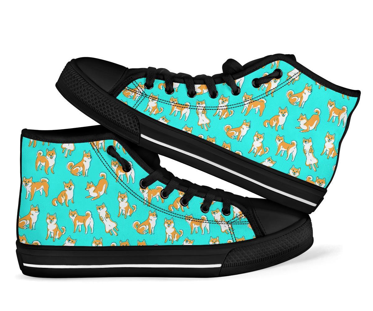 Shiba Inu Dog Pattern Print Men Women's High Top Shoes-grizzshop