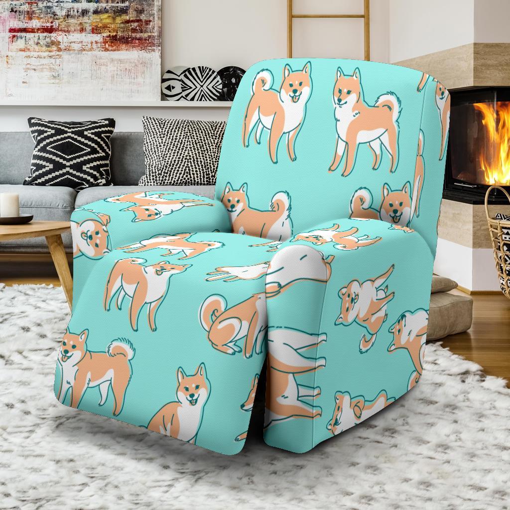 Shiba Inu Dog Pattern Print Recliner Cover-grizzshop