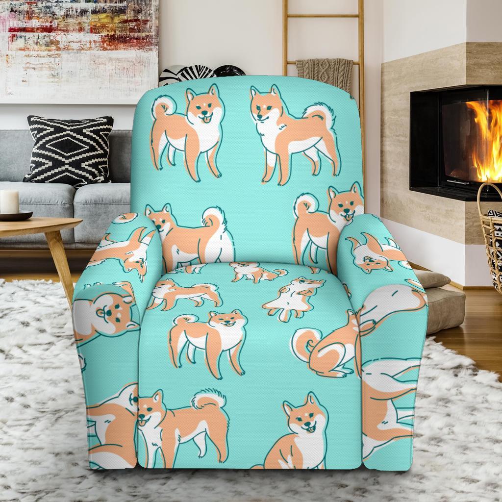 Shiba Inu Dog Pattern Print Recliner Cover-grizzshop