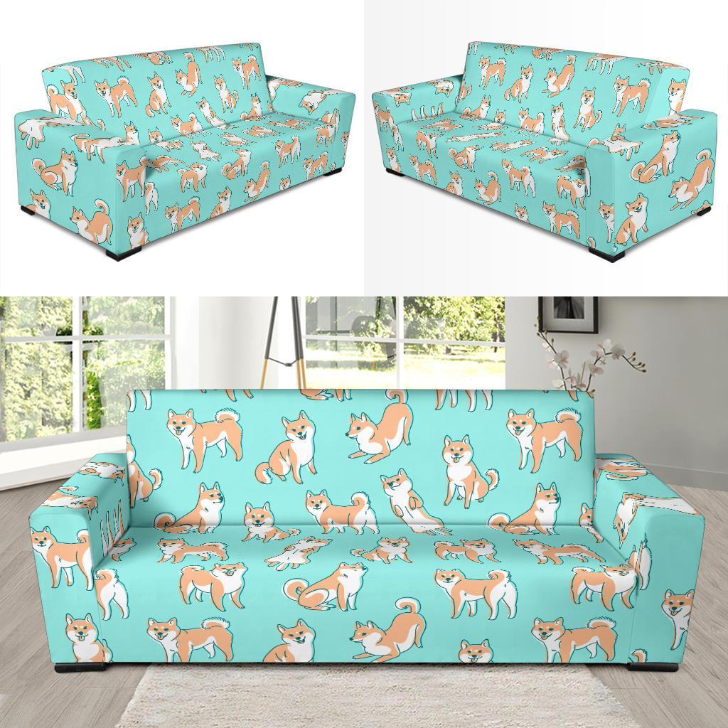 Shiba Inu Dog Pattern Print Sofa Covers-grizzshop