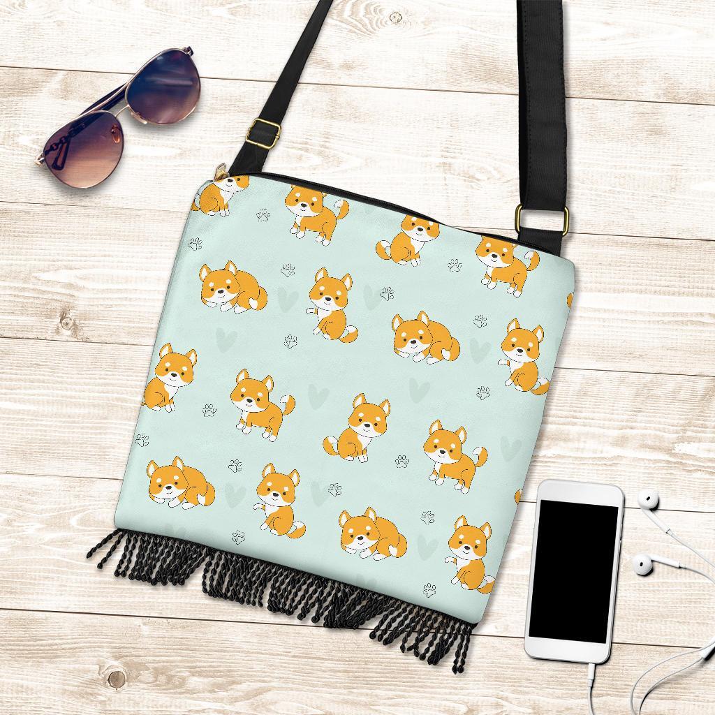 Shiba Inu Dog Pupppy Pattern Print Crossbody Bags-grizzshop