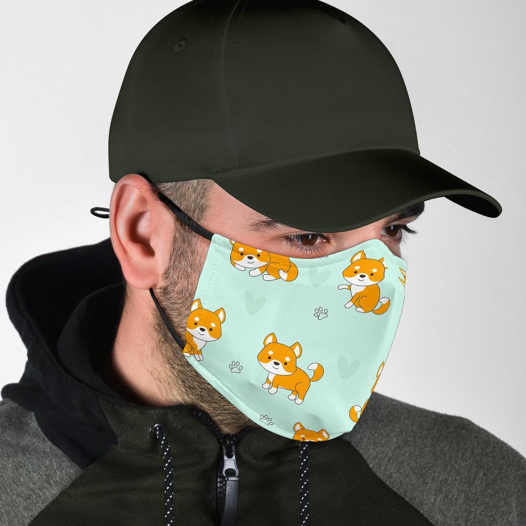 Shiba Inu Dog Pupppy Pattern Print Face Mask-grizzshop