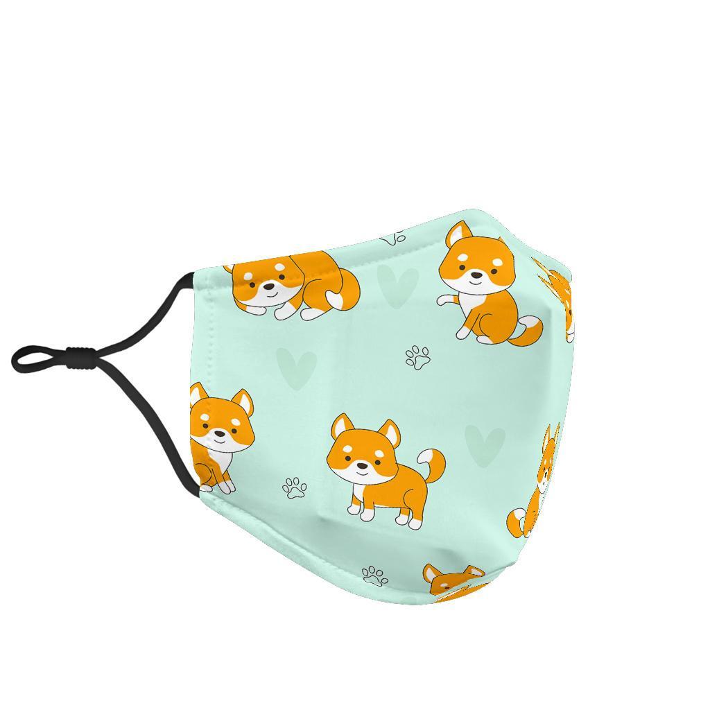 Shiba Inu Dog Pupppy Pattern Print Face Mask-grizzshop