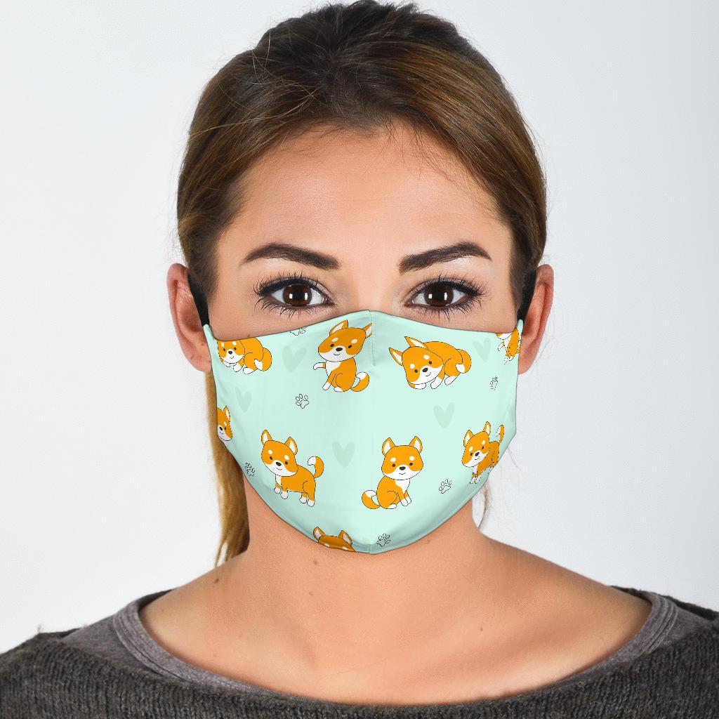 Shiba Inu Dog Pupppy Pattern Print Face Mask-grizzshop